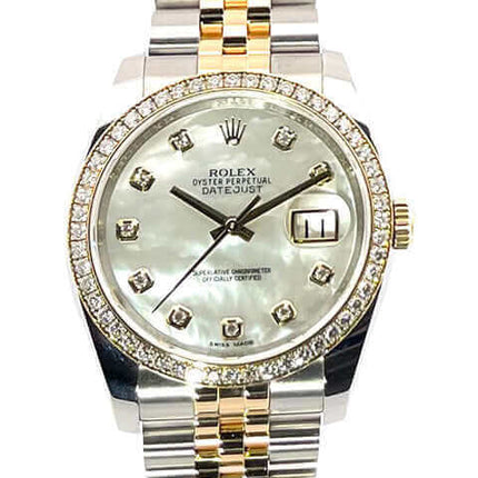 Rolex Datejust 36mm Edelstahl 18 kt Gelbgold, Diamant-Lünette, bei Uhren2000 kaufen