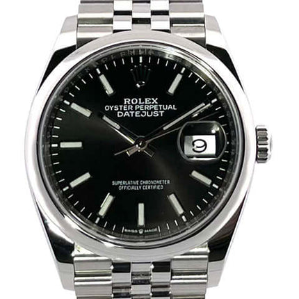 Rolex Datejust 36 Oystersteel 126200 mit schwarzem Zifferblatt und Edelstahlarmband