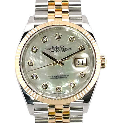 Rolex Datejust 36 Oystersteel Gelbgold Damenuhr mit Diamant-Zifferblatt und zweifarbigen Armband online kaufen