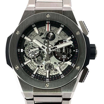 Hublot Big Bang Integral Uhr mit Edelstahlarmband und offener Zifferblattansicht