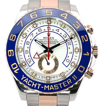 Rolex Yacht-Master II 116681, luxuriöse Armbanduhr mit blauem Zifferblatt und zweifarbigem Armband