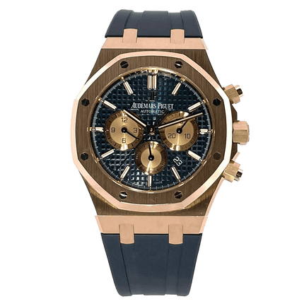 Audemars Piguet Herrenuhr gebraucht und neu kaufen – Luxusuhr mit schwarzem Armband, Zifferblatt und goldenen Akzenten