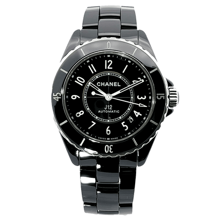 Chanel J12 Automatik Armbanduhr in Schwarz, stilvolles Design für Damen und Herren.