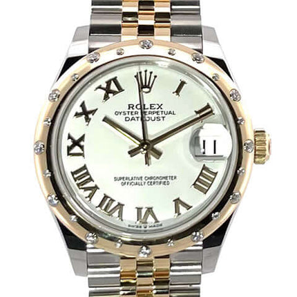 Rolex Datejust 31 Oystersteel Gelbgold Diamant Damenuhr mit römischen Ziffern und zweifarbigen Armband 278383RBR.