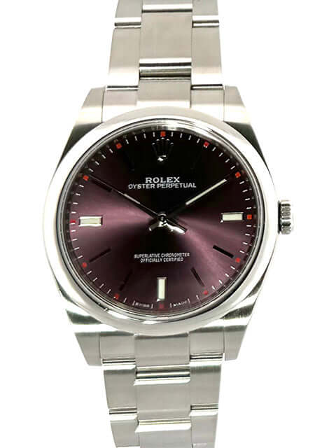 Rolex Oyster Perpetual 39 red grape 114300 aus 2018 LC100 Uhren2000