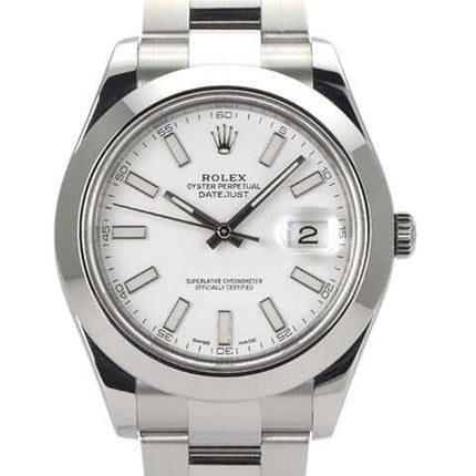 Rolex Datejust II 41 mm Edelstahl Ref. 116300 Weiß Zifferblatt, poliertes Gehäuse und Armband aus 2016, Automatikwerk