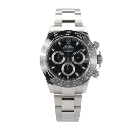 Rolex Daytona Edelstahl 116500LN Schwarz mit schwarzem Zifferblatt und Keramik-Lünette, 2021 Edelstahlgehäuse und Armband.