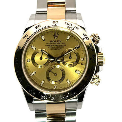 Rolex Daytona Edelstahl Gelbgold 116503 Champagner Zifferblatt, 40 mm Gehäuse, Oyster Armband, 18 kt Gelbgold Lünette, 2021 Modell.