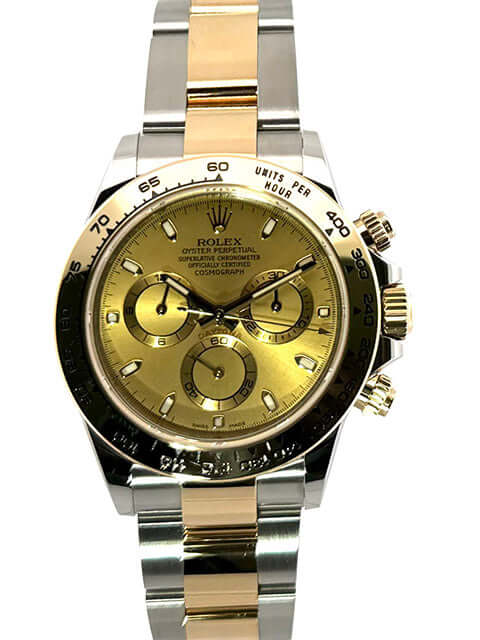 Rolex Daytona Edelstahl Gelbgold 116503 Champagner Zifferblatt, 40 mm Gehäuse, Oyster Armband, 18 kt Gelbgold Lünette, 2021 Modell.