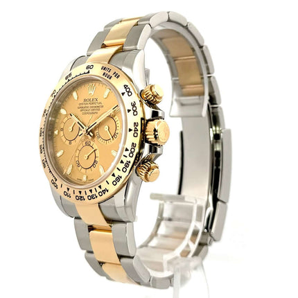 Rolex Daytona Edelstahl Gelbgold 116503 Champagner 2021, 40 mm Gehäuse, Tachymeterskala, Oyster Armband, Champagner Zifferblatt, Automatik Uhr.