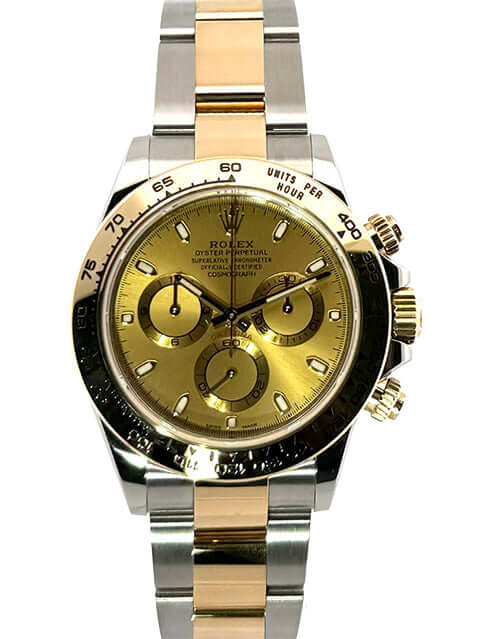 Rolex Daytona Edelstahl Gelbgold 116503 Champagner mit 40 mm Gehäuse, Oyster Armband, Tachymeterskala und champagnerfarbenem Zifferblatt