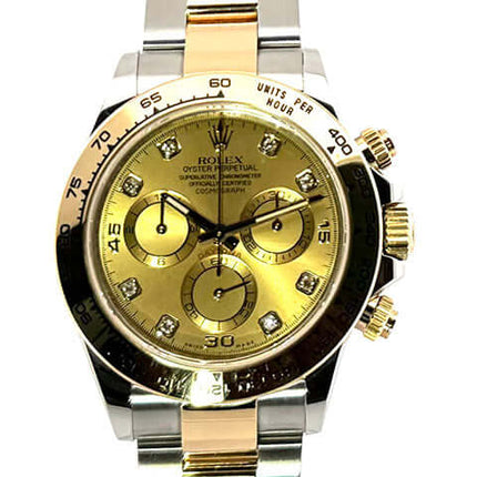 Rolex Daytona Edelstahl Gelbgold 116503 Champagner Diamant Zifferblatt 40 mm automatische Herrenuhr.