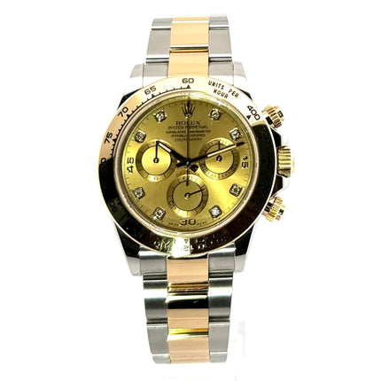 Rolex Daytona Uhr Edelstahl Gelbgold 116503 Champagner Diamant mit Tachymeterskala und Oyster Armband