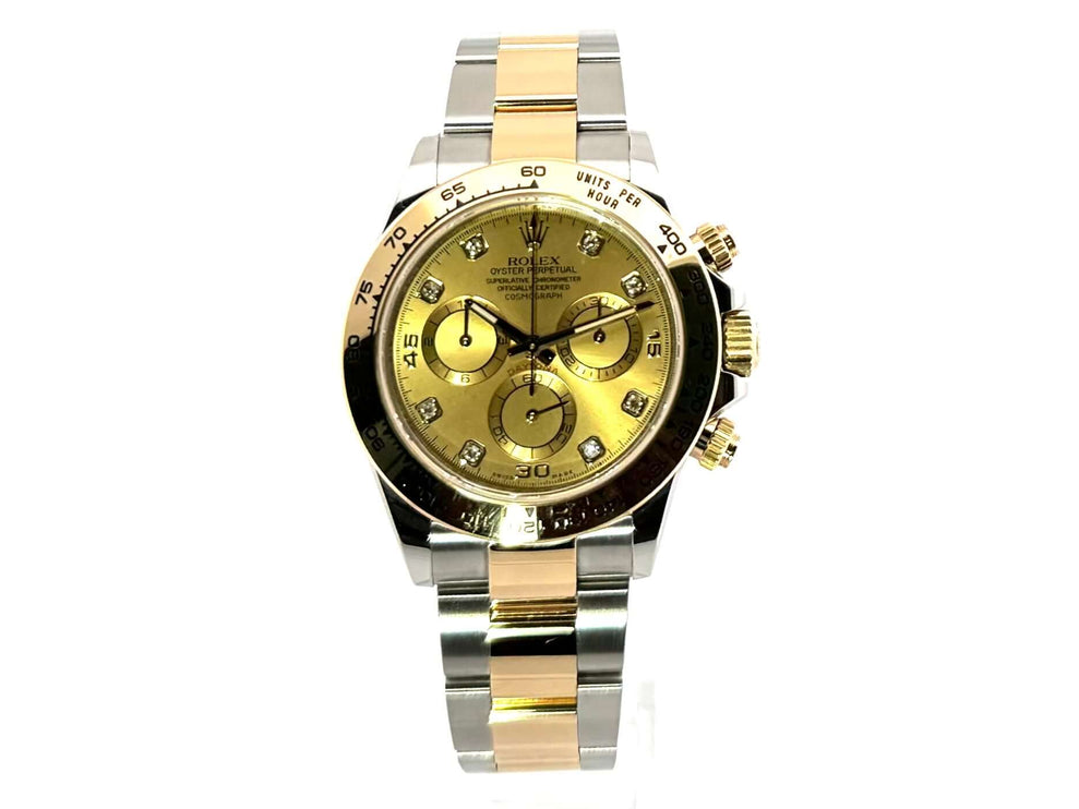 Rolex Daytona Uhr Edelstahl Gelbgold 116503 Champagner Diamant mit Tachymeterskala und Oyster Armband