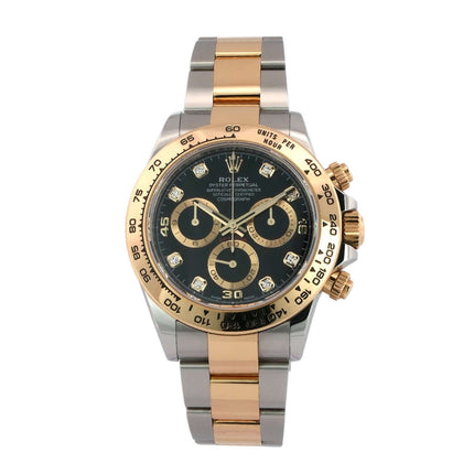 Rolex Cosmograph Daytona Edelstahl Gelbgold 116503, schwarzes Diamantzifferblatt, Tachymeterskala-Lünette, Oyster Armband, Automatik 2022.