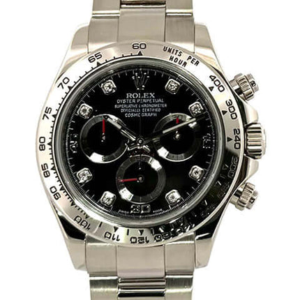 Rolex Cosmograph Daytona 116509 Weißgold Schwarz Diamant Zifferblatt 18 kt Weißgold Gehäuse und Armband