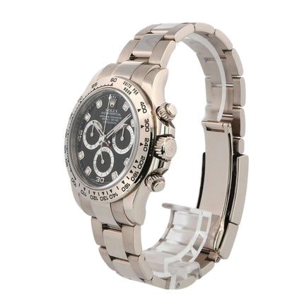 Rolex Cosmograph Daytona 116509 Weißgold Schwarz Diamant, 18 kt Weißgold, schwarzes Zifferblatt mit Diamanten, poliertes und satiniertes Oysterband