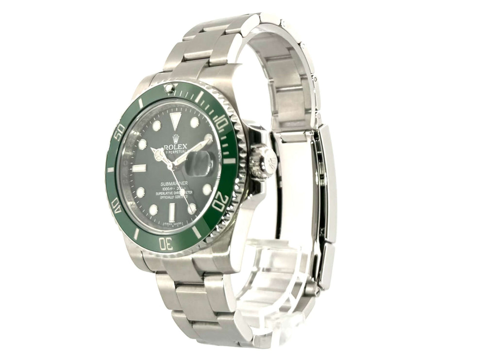 Rolex Submariner Date LV Ref. 116610LV aus Edelstahl mit grünem Zifferblatt und Keramik Lünette, G-Serie 2010, 40mm Gehäusedurchmesser.