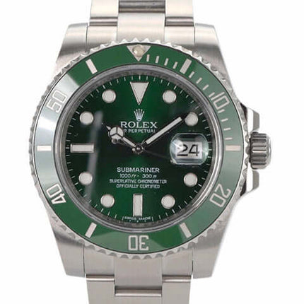 Rolex Submariner Date LV 116610LV Edelstahl 2016, grünes Zifferblatt, Keramik-Einlage, Oyster-Armband, Automatikuhr.