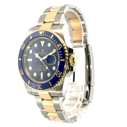 Rolex Submariner Date 116613LB aus Edelstahl und 18 Karat Gelbgold mit blauer Keramiklünette und Oyster-Armband