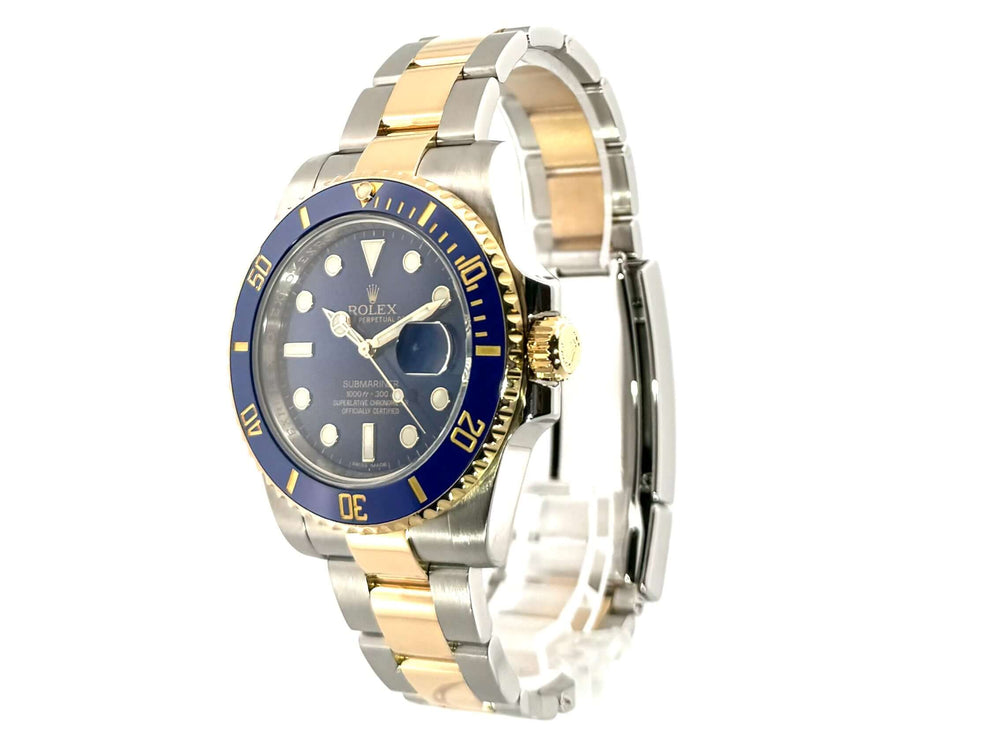 Rolex Submariner Date 116613LB aus Edelstahl und 18 Karat Gelbgold mit blauer Keramiklünette und Oyster-Armband