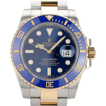 Rolex Submariner Date Edelstahl Gelbgold 116613LB mit blauer Keramikeinlage und Sicherheitsfaltschließe, 2019.