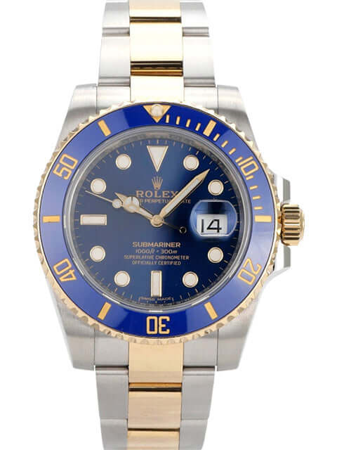 Rolex Submariner Date Edelstahl Gelbgold 116613LB mit blauer Keramikeinlage und Sicherheitsfaltschließe, 2019.