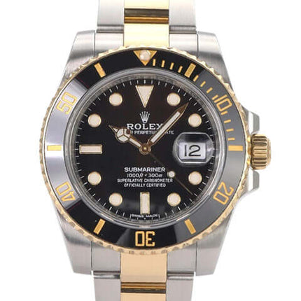 Rolex Submariner Date Edelstahl Gelbgold 116613LN mit schwarzem Zifferblatt und zweifarbigem Armband aus Edelstahl und 18 kt. Gelbgold.