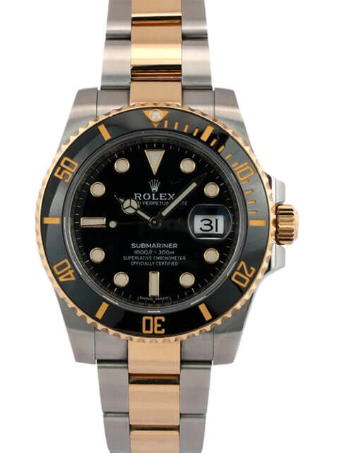 Rolex Submariner Date Edelstahl Gelbgold 116613LN Armbanduhr mit schwarzem Zifferblatt und Lünette, 40 mm Gehäuse, Oyster Armband