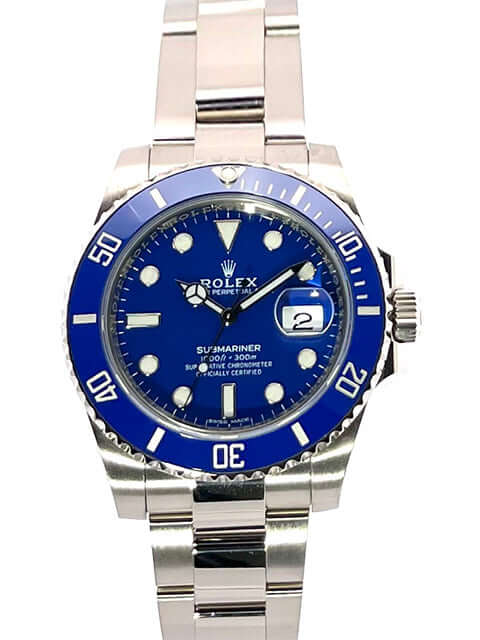 Rolex Submariner Date Weißgold 116619LB 2009, 18kt Weißgold, blaue Cerachrom Lünette, blaues Zifferblatt, Oyster Armband, Automatik, Datum.