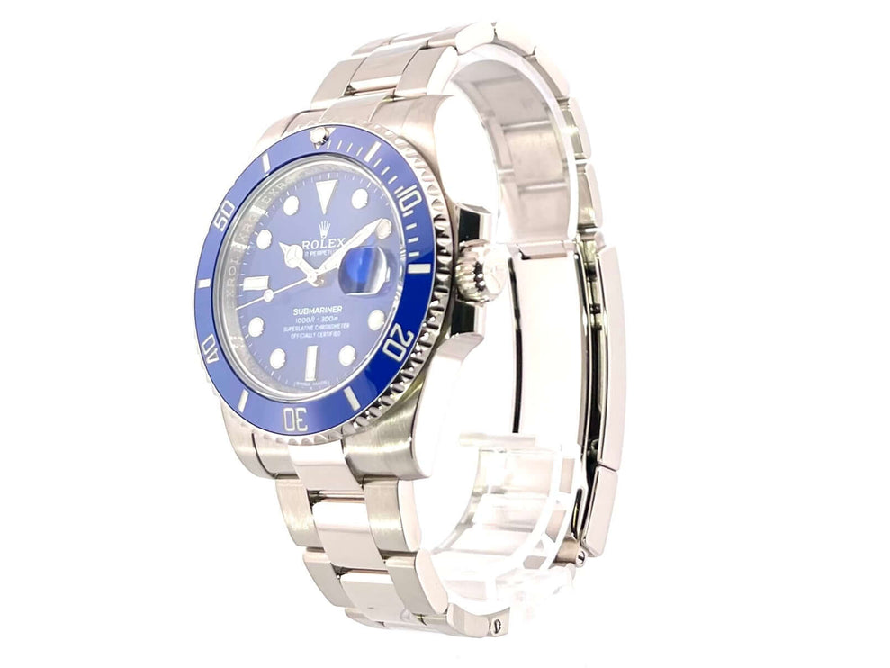 Rolex Submariner Date Weißgold 116619LB Uhr, blaues Zifferblatt, Weißgold Gehäuse und Armband, 2009 Modell