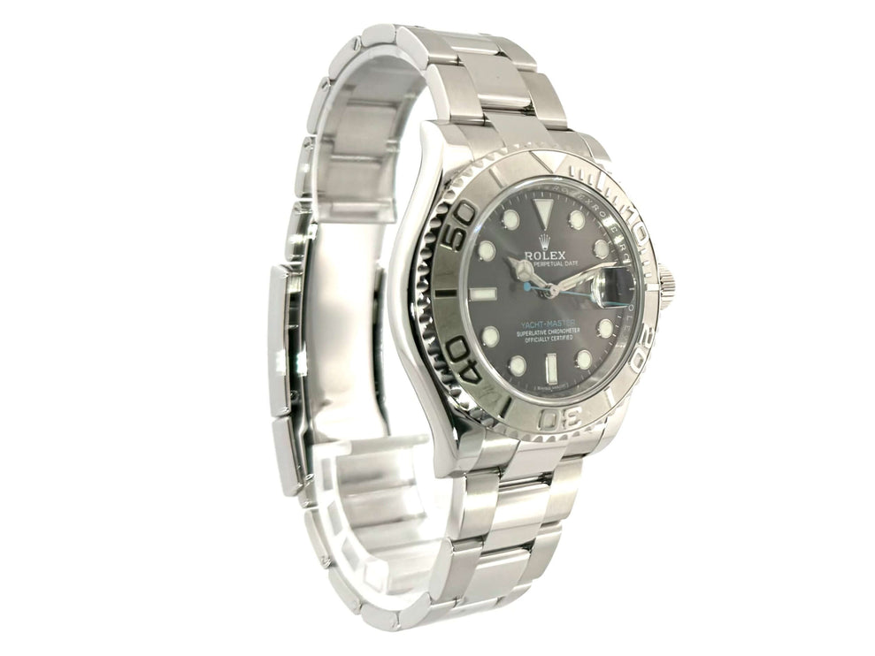 Rolex Yacht-Master 116622 Edelstahl Platin Rhodium, 40mm poliertes und satiniertes Edelstahlgehäuse, Platin Lünette, Oyster Armband, Zifferblatt Rhodium.