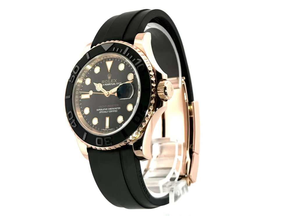 Rolex Yacht-Master 116655 Everose-Gold Uhr mit schwarzem Kautschukband und schwarzem Zifferblatt, 18 kt Everose-Gold Gehäuse, 40 mm