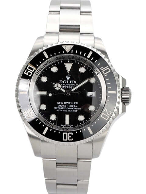 Rolex Sea-Dweller Deepsea 116660, Edelstahl, schwarzes Zifferblatt, einseitig drehbare Lünette, 44 mm Durchmesser.