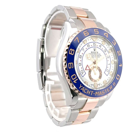 Rolex Yacht-Master II 116681 aus Edelstahl und Everose-Gold, 44 mm Gehäuse, blaue Keramik Lünette, Oyster Armband, weißes Zifferblatt