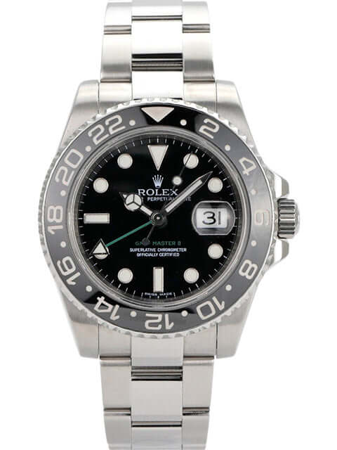 Rolex GMT-Master II Edelstahl 116710LN, schwarzes Zifferblatt, drehbare Lünette, hochwertiges Oyster Edelstahlband