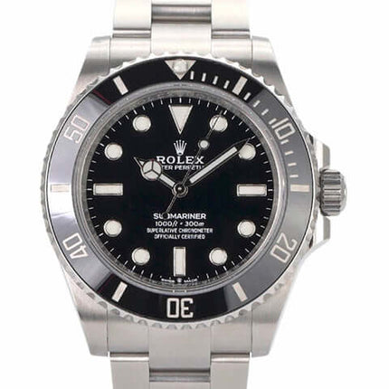 Edelstahl Rolex Submariner 124060 No Date Uhr mit schwarzem Zifferblatt und Keramiklünette, Oysterband und Leuchtzeigern