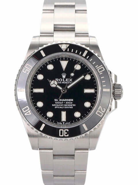 Edelstahl Rolex Submariner 124060 No Date Uhr mit schwarzem Zifferblatt und Keramiklünette, Oysterband und Leuchtzeigern