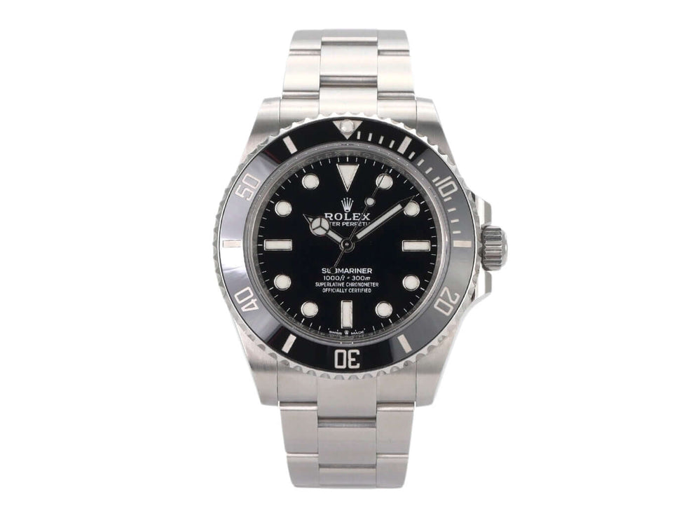 Rolex Submariner 124060 ohne Datum mit Edelstahlgehäuse und schwarzem Zifferblatt, 41 mm Durchmesser, Keramik Lünette.