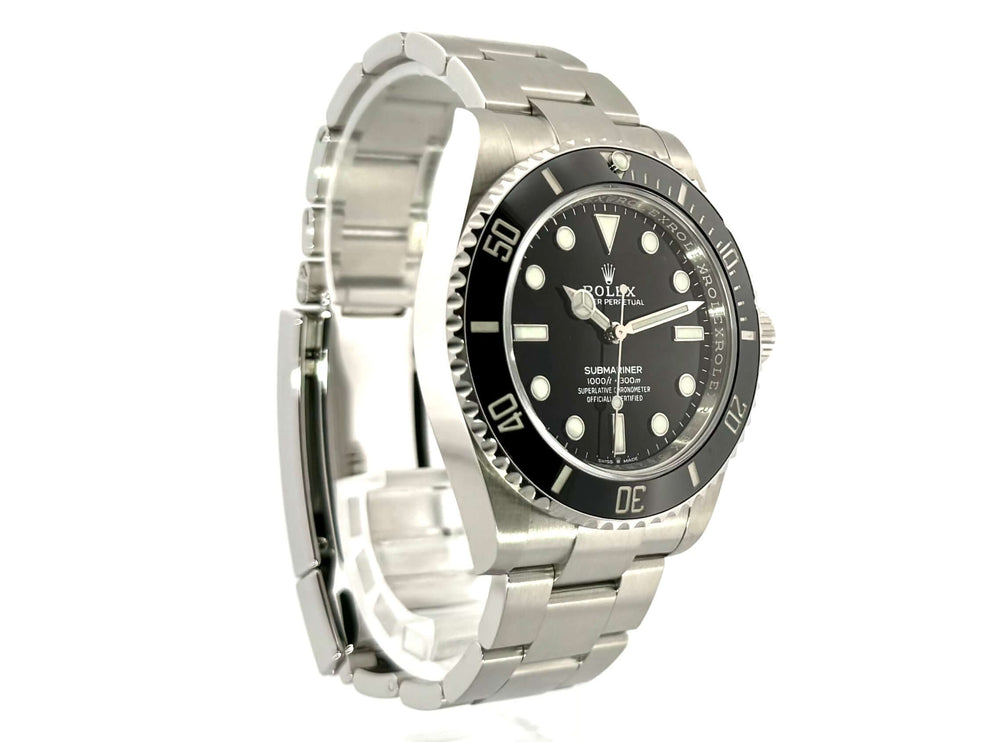 Rolex Submariner 124060 No Date, Edelstahl Lünette, schwarzes Zifferblatt, Oyster Edelstahlband, 41 mm Gehäusedurchmesser, 2023 ungetragen.