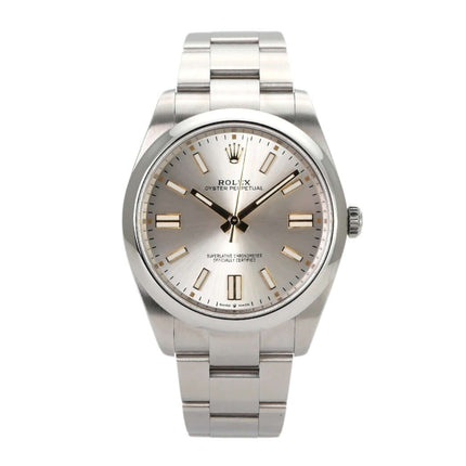 Rolex Oyster Perpetual 41 Ref. 124300 mit silbernem Zifferblatt und Edelstahlband, 2022, sehr guter Zustand.