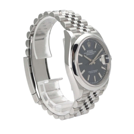 Rolex Datejust 36 Oystersteel 126200 mit blauem Zifferblatt und Jubilé-Edelstahlband, Edelstahlgehäuse, Automatik-Chronometer.