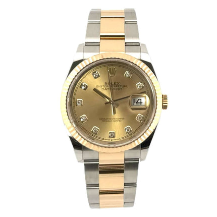 Rolex Datejust 36 Oystersteel Gelbgold 126233 Champagner Diamant Zifferblatt, Edelstahl-Gelbgold-Gehäuse, Oyster-Armband, Automatikwerk.