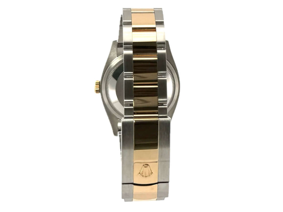 Rückseite der Rolex Datejust 36 Oystersteel Gelbgold Armband - Edelstahl und Gelbgold poliert/Satin mit Rolex-Logo.