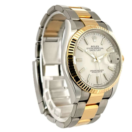 Rolex Datejust 36 Oystersteel Gelbgold 126233 Weiß mit weißem Zifferblatt und Oyster Armband aus Edelstahl und Gelbgold