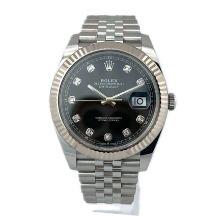 Rolex Datejust 41 Ref. 126334 Edelstahl Weißgold Schwarz Diamant Zifferblatt, Jubilé-Band, Automatikwerk, 70 Stunden Gangreserve, 2020