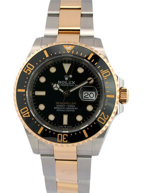 Rolex Sea-Dweller 4000 Ref. 126603 aus Edelstahl und Gelbgold, schwarzes Zifferblatt, 43 mm Gehäuse, einseitig drehbare Lünette, Oyster Armband