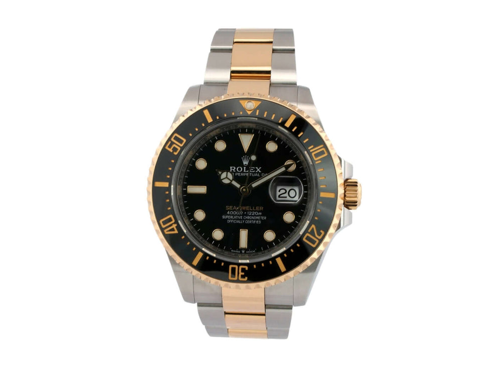 Rolex Sea-Dweller 4000 Ref. 126603 Armbanduhr in Edelstahl und Gelbgold mit schwarzer Keramiklünette und schwarzem Zifferblatt aus dem Jahr 2019