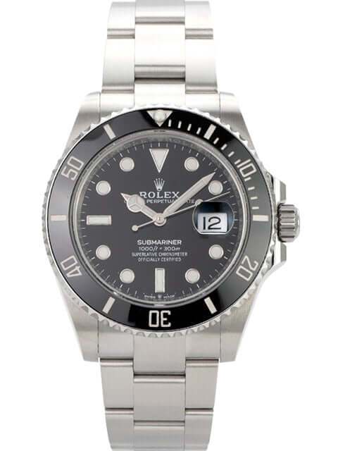 Rolex Submariner Date 126610LN mit schwarzem Zifferblatt und Edelstahlarmband, 41 mm Gehäuse, polierte Oberfläche.