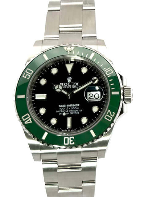 Rolex Submariner Date Edelstahl 126610LV, schwarzes Zifferblatt, grüne Keramiklünette, Edelstahlarmband, 41mm Gehäuse, 2022